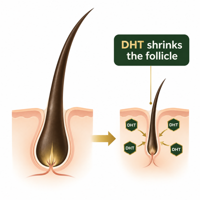 DHT shrinks the follicle