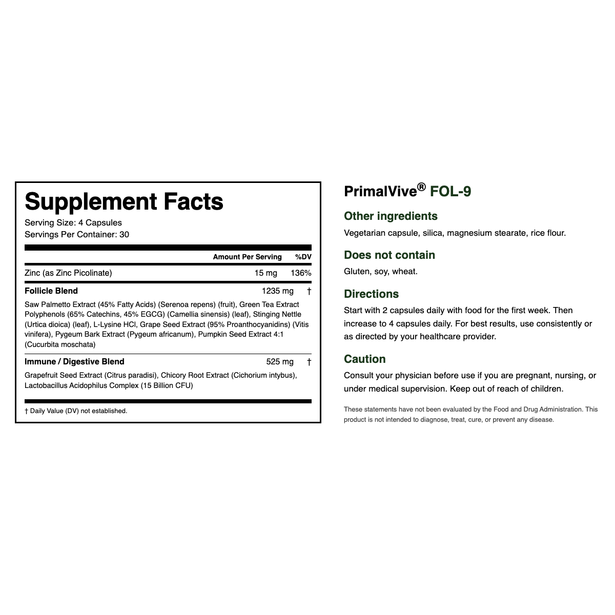 FOL-9 Supplement Facts