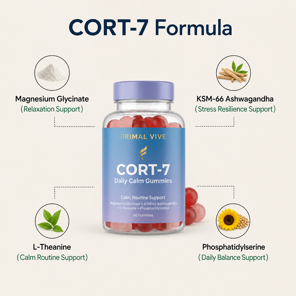 Primal Vive CORT-7 Daily Calm Gummies formula ingredients