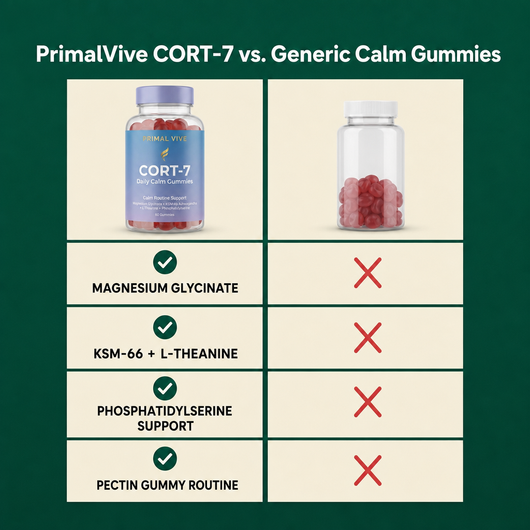 Primal Vive CORT-7 Daily Calm Gummies comparison chart