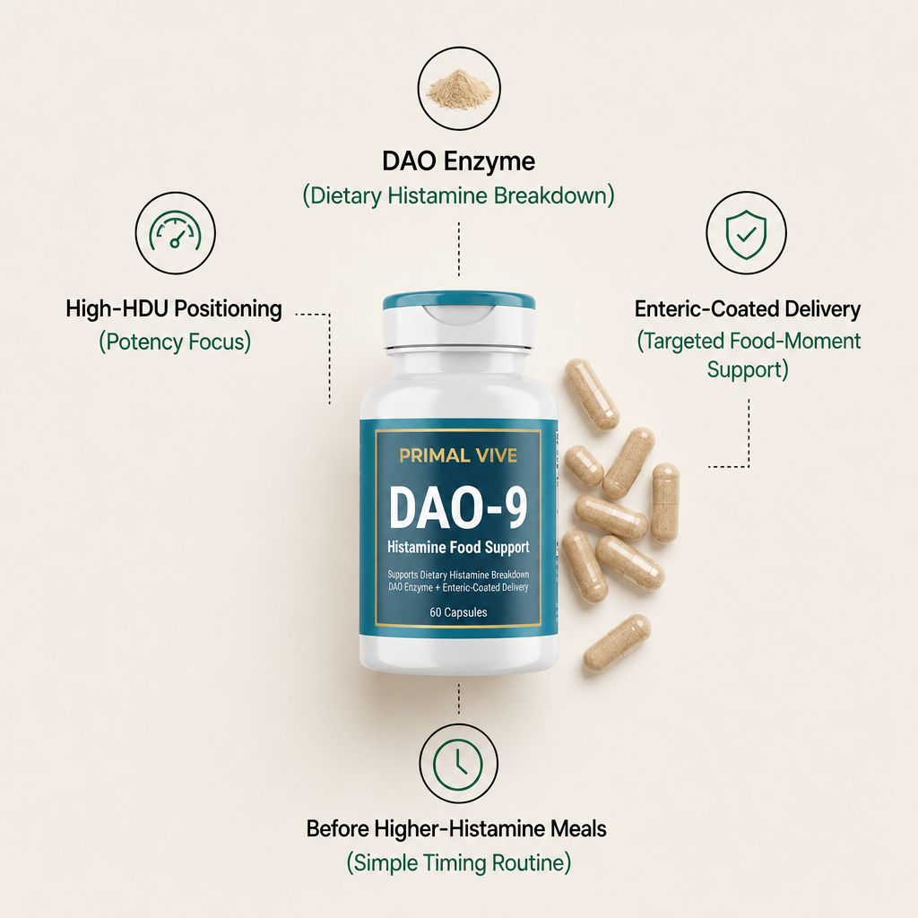 Primal Vive DAO-9 Histamine Food Support formula ingredients