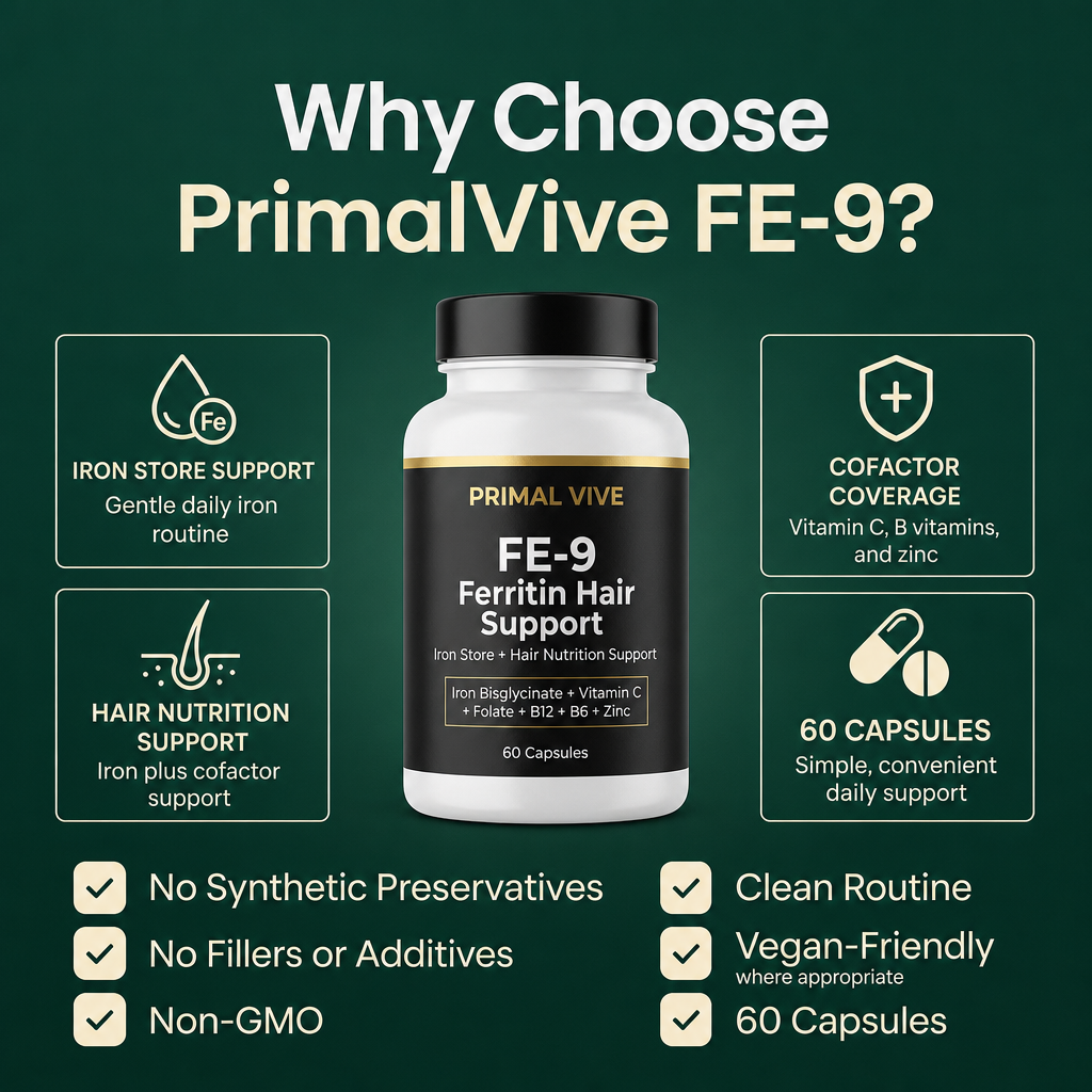 Primal Vive FE-9 Ferritin Hair Support why choose