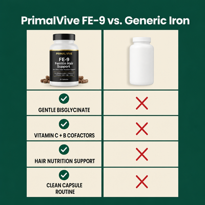 Primal Vive FE-9 Ferritin Hair Support comparison chart