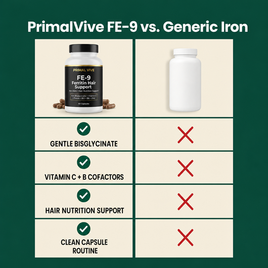 Primal Vive FE-9 Ferritin Hair Support comparison chart