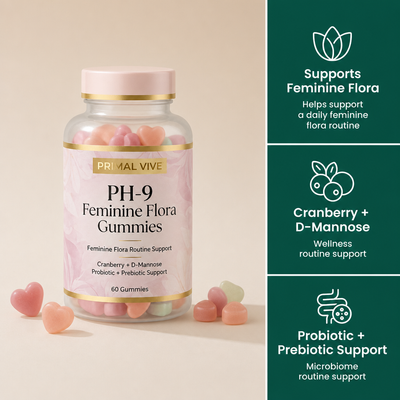 Primal Vive PH-9 Feminine Flora Gummies product benefits