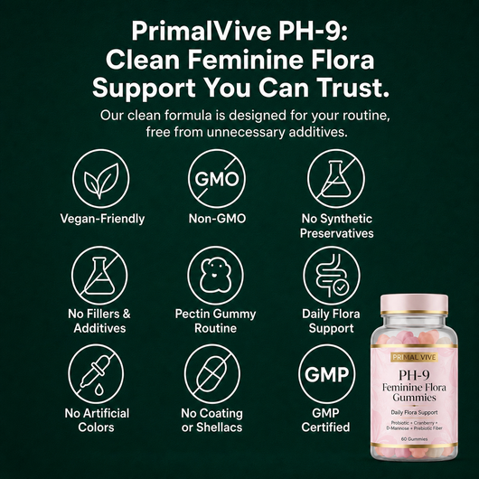 Primal Vive PH-9 Feminine Flora Gummies clean formula quality