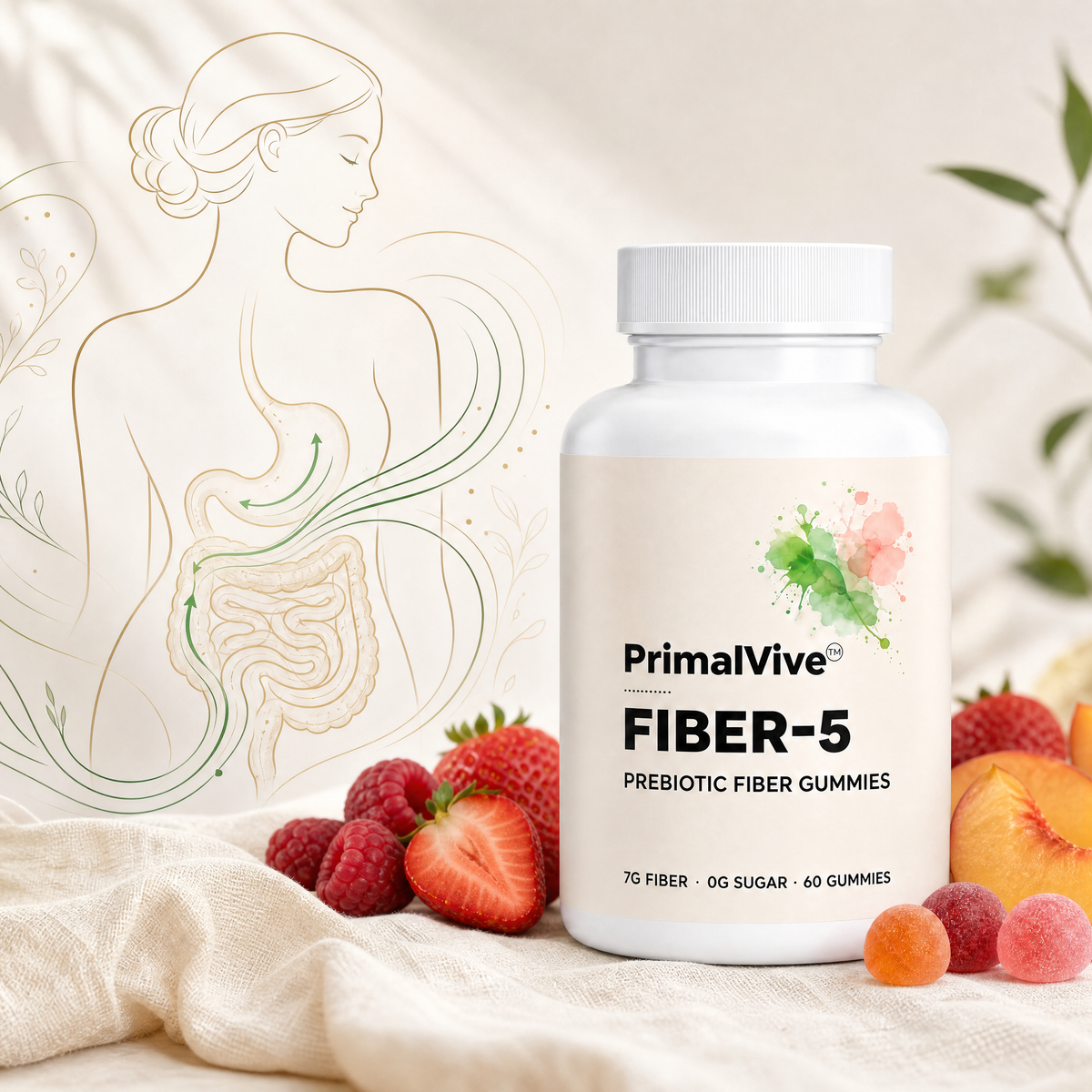 Primal Vive FIBER-5 | Prebiotic Fiber Gummies