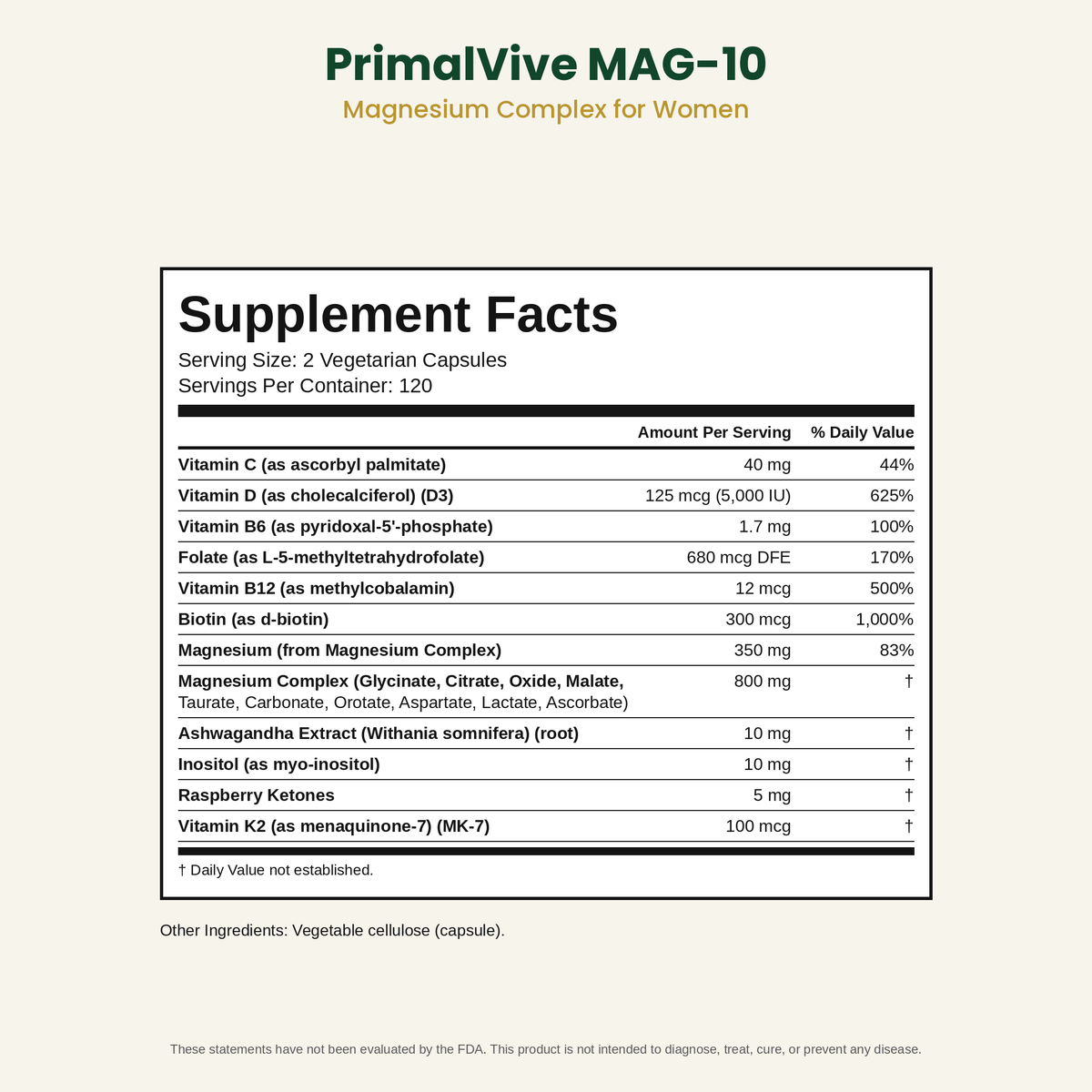 MAG-10 Supplement Facts