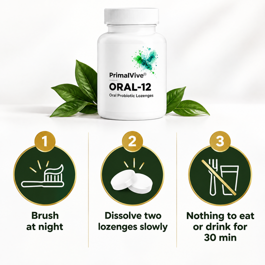 How to use ORAL-12: brush at night, dissolve two lozenges slowly, nothing to eat or drink for 30 minutes