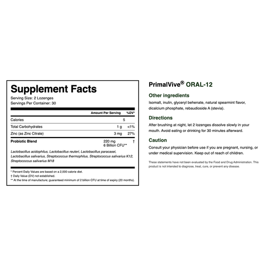 ORAL-12 Supplement Facts